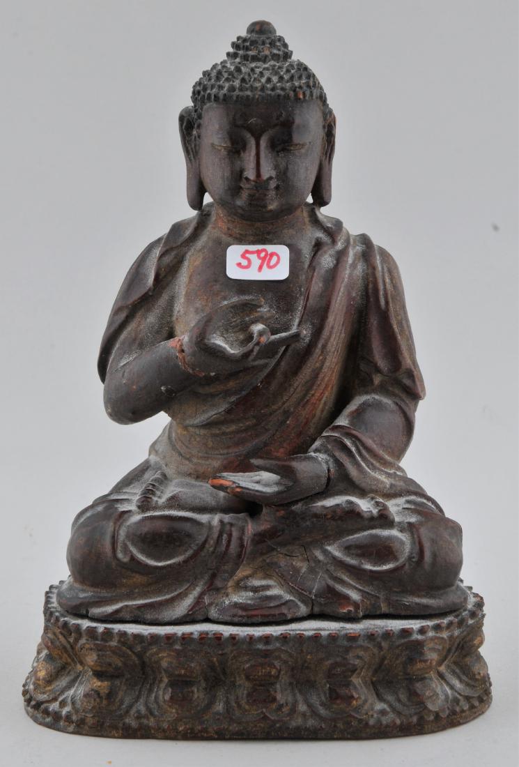Carved wooden Buddha. China. 18th/19th century. Seated (1 of 7)