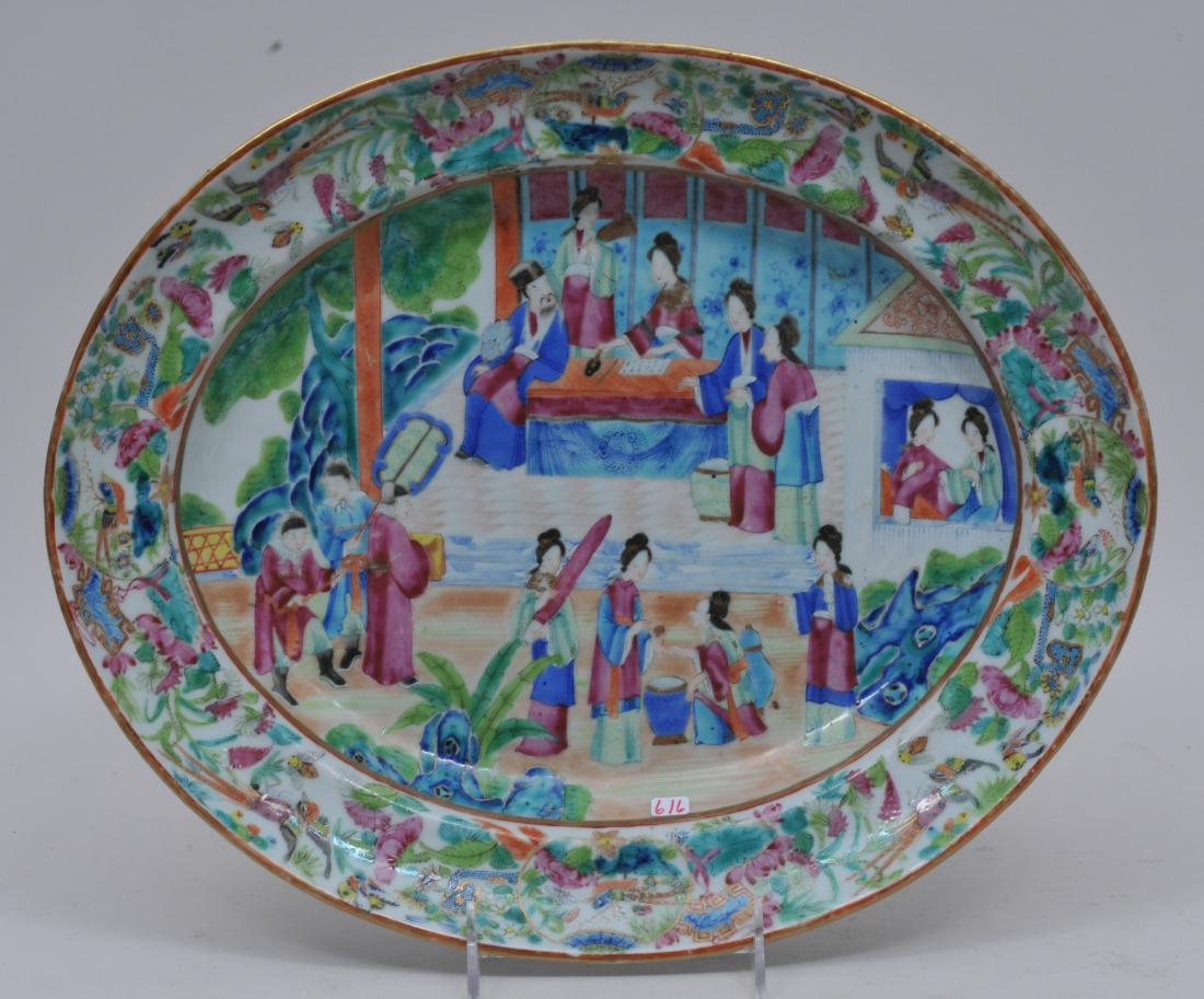 Chinese Export platter. Circa 1830. Rose Mandarin ware. (1 of 5)