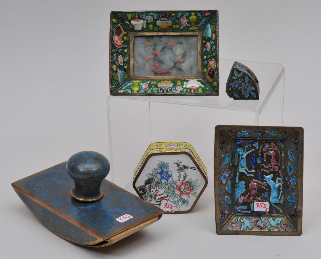 Lot of five enamel works. China. Early 20th century. To (1 of 7)