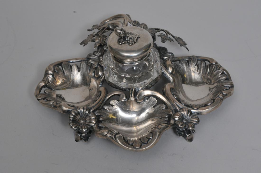Swedish Silver Victorian floral form ink stand. Three (1 of 9)