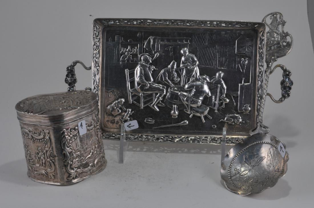 Three pieces of .800 Continental silver items. (1) Two (1 of 10)