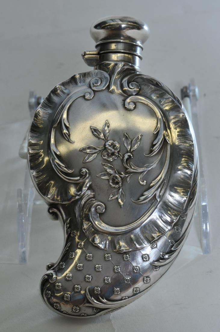 Reed and Barton Sterling silver leaf shaped flask with (1 of 8)