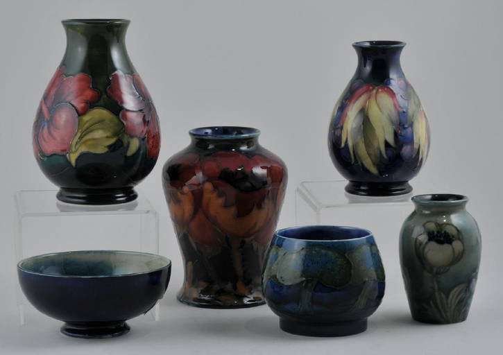 Lot Of Six. Moorcroft Art Pottery Group "moorcroft