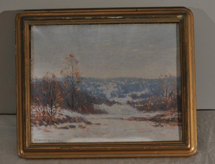 Leonard Ochtman. Oil on board. Winter landscape. (1 of 8)