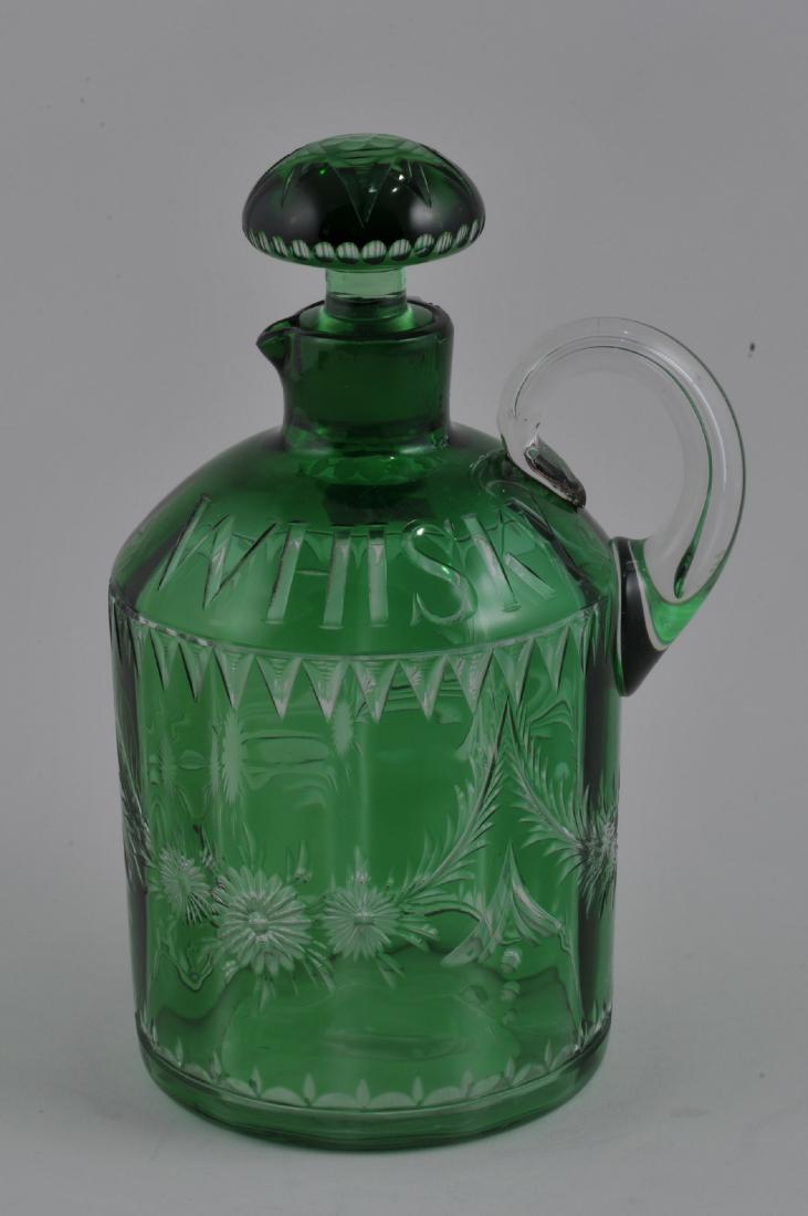 Vintage green cut to clear cut glass "Whiskey" (1 of 9)