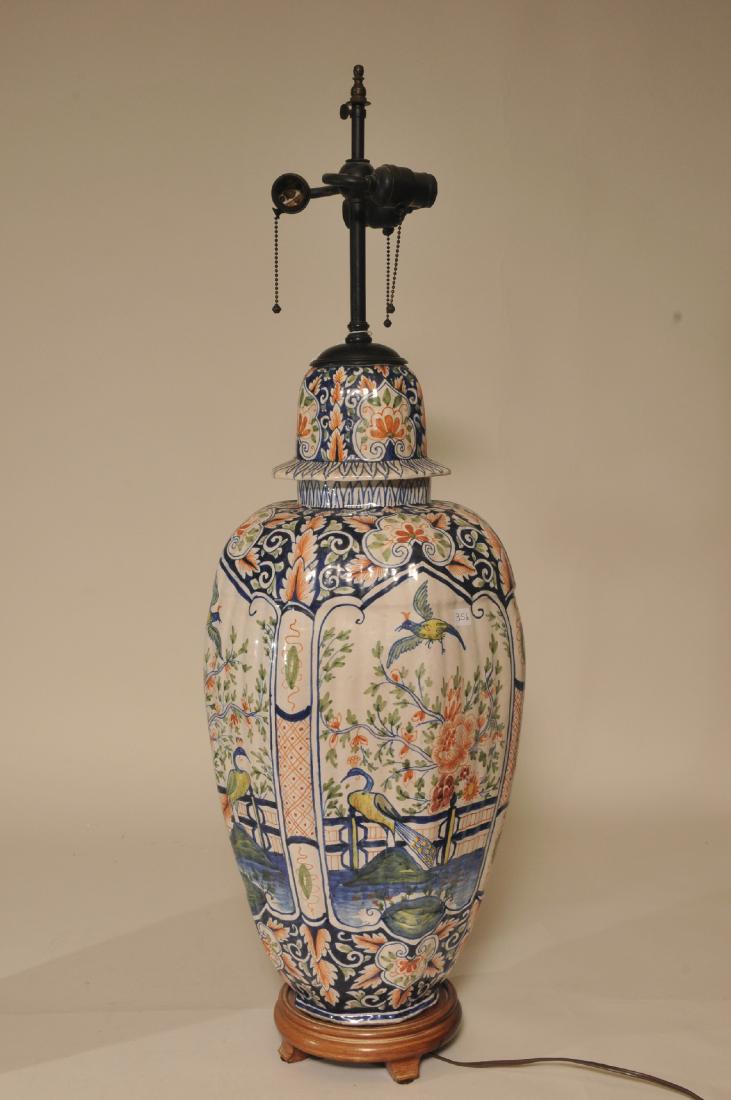Large Polychrome decorated Delft pottery covered vase (1 of 7)