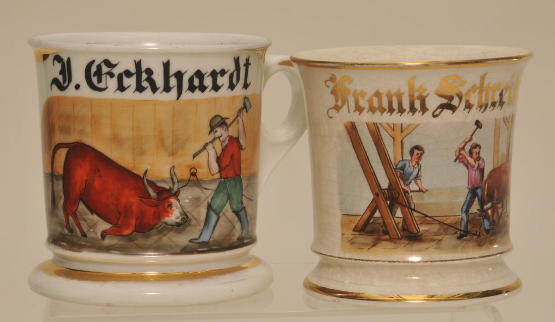 Two 19th century hand painted Occupational Shaving (1 of 8)