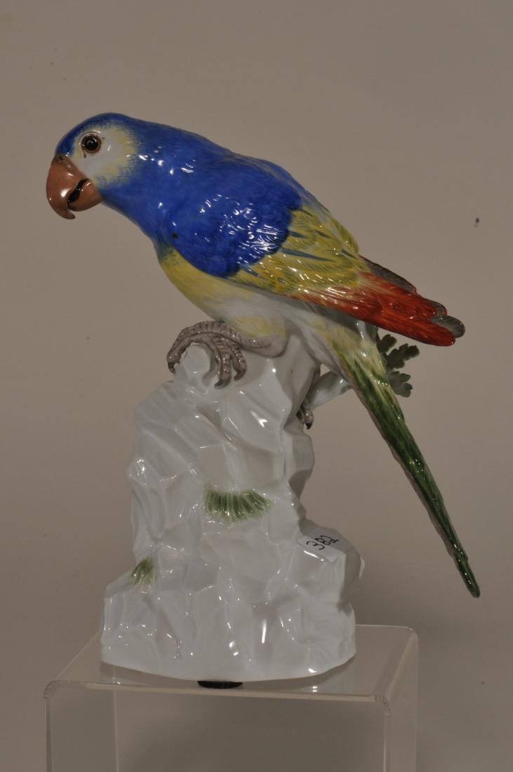 Meissen porcelain figure of a blue parrot on white (1 of 6)