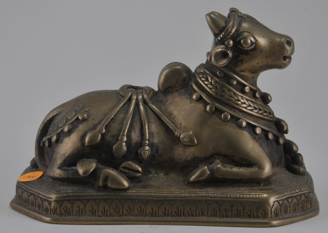 Bronze Nandi bull. India. 19th century. 6" long. 4" (1 of 4)