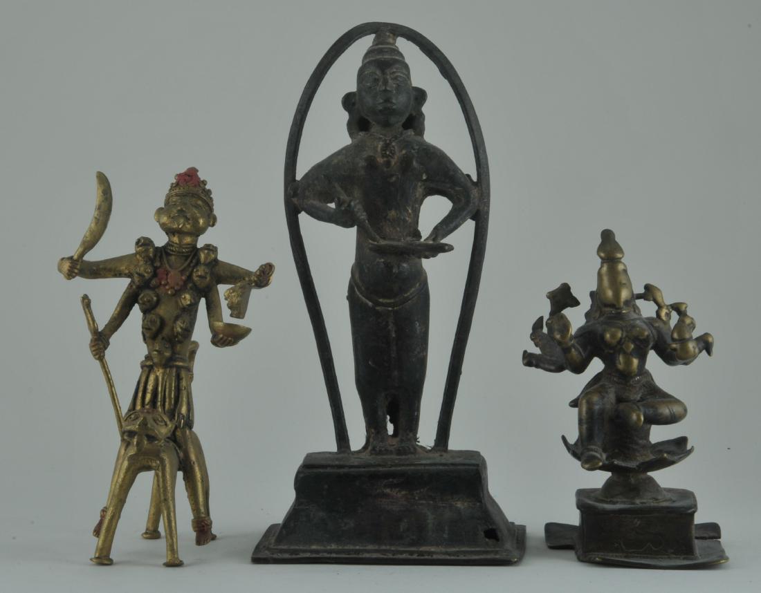 Lot of three bronze images. India. 19th century and (1 of 4)
