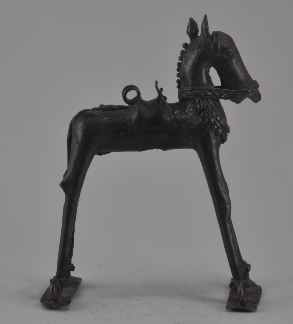 Bronze horse. India. 18th century. 4" x 5-1/2". (1 of 5)