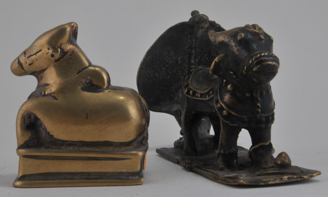 Two bronze Nandi bulls. India. 18th century or earlier. (1 of 4)
