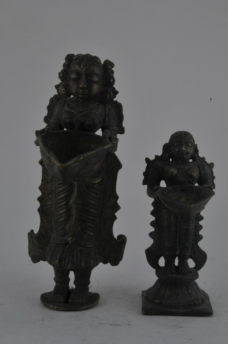 Two bronze lamps. India. 18th century. Female figures. (1 of 5)