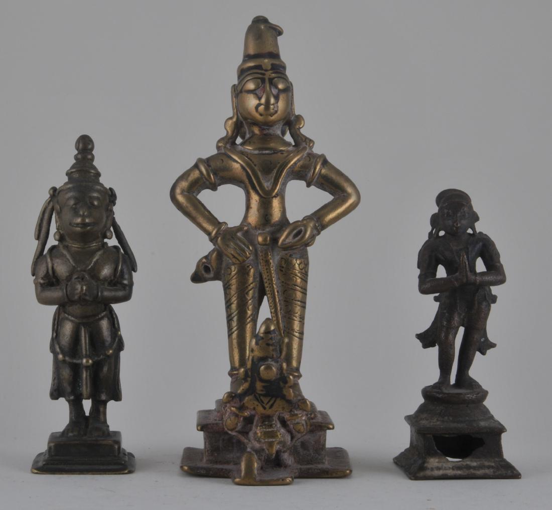 Lot of three bronze figures. India. 19th century and (1 of 5)