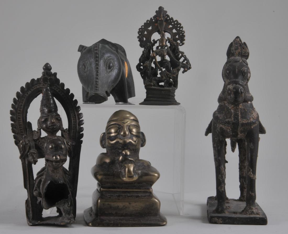 Lot of five bronzes. India. 19th century and earlier. (1 of 5)