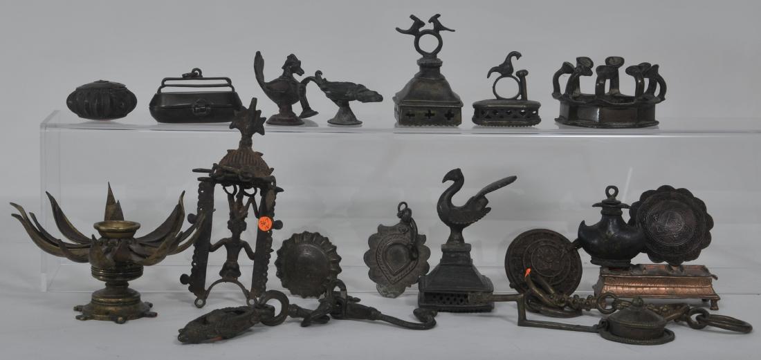 Lot of eighteen metal works. India. 19th century and (1 of 9)
