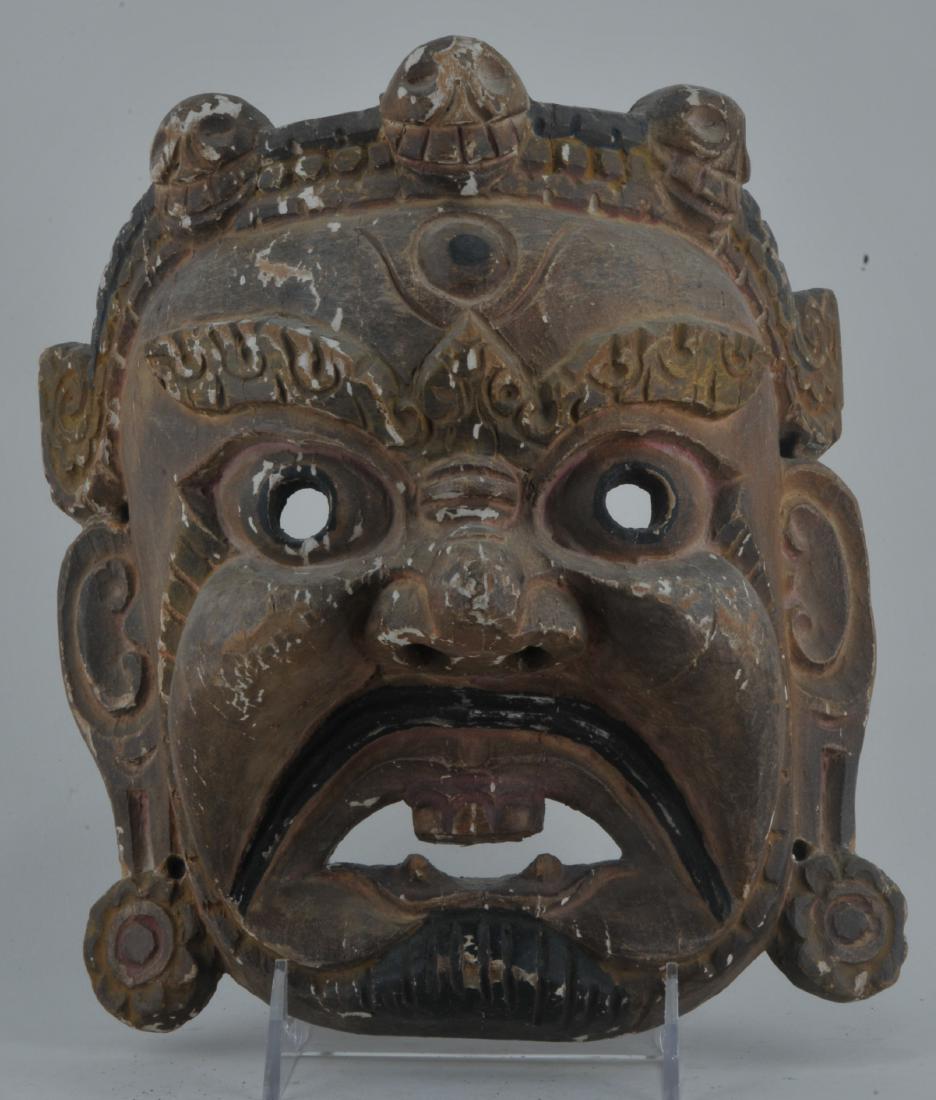 Carved wooden mask. Nepal or Tibet. 19th century. (1 of 4)