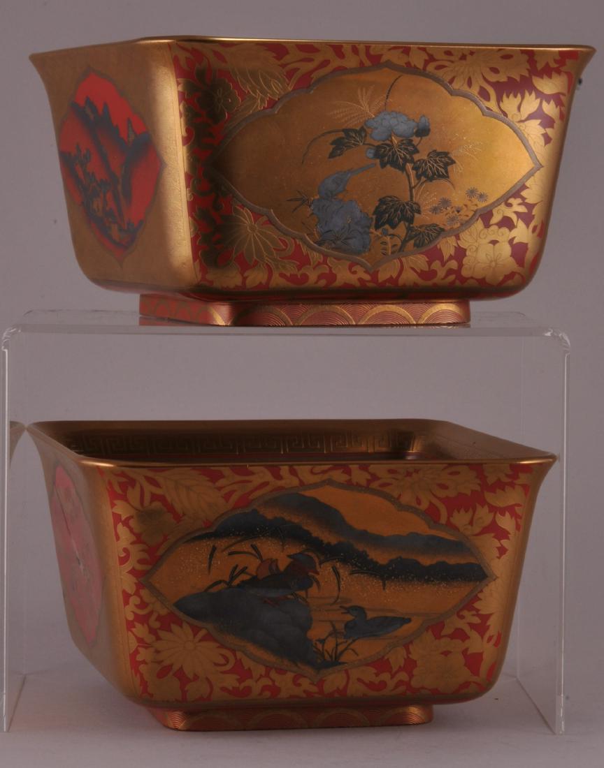 Pair of Lacquer bowls. Japan. 19th century. Square (1 of 14)