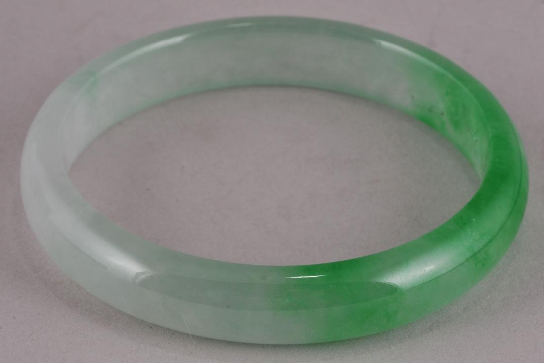 Chinese Apple Green Jadeite bangle bracelet. 2-3/4" (1 of 6)