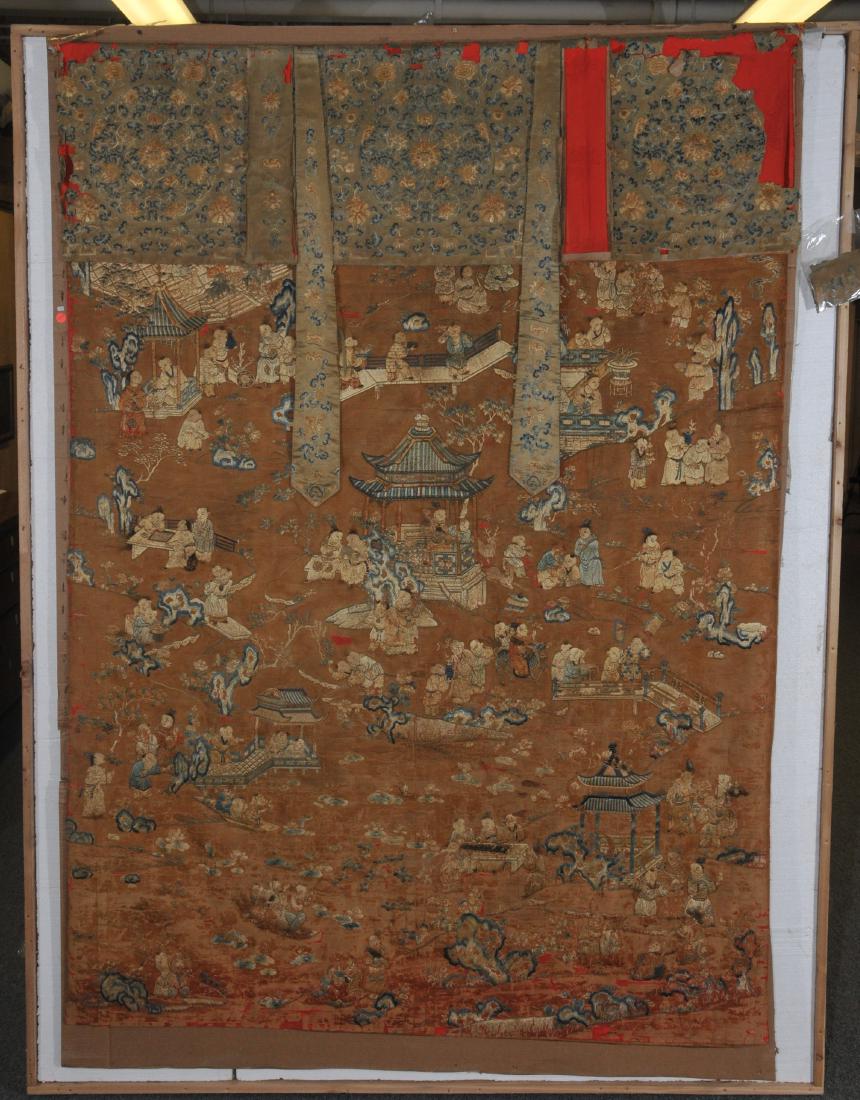 Textile panel. China. 18th Century.  Embroidered silk (1 of 11)