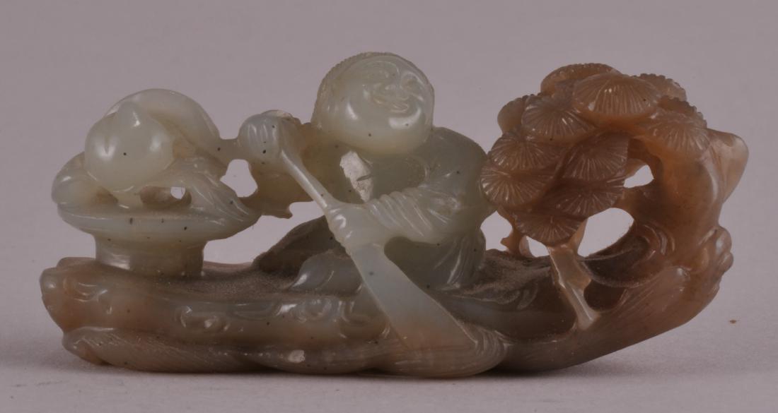 19th century Chinese brown and celadon jade carving of (1 of 5)