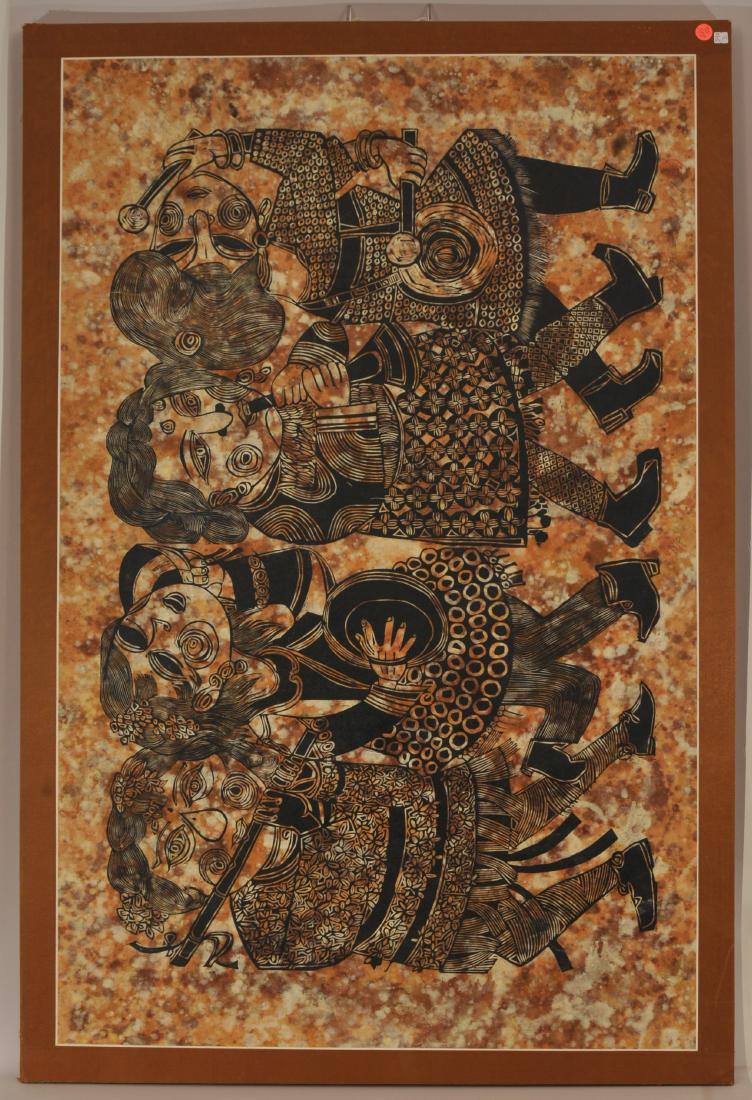 Wu Hao. China. 1967. Screen-print. Abstract. Musicians. (1 of 7)