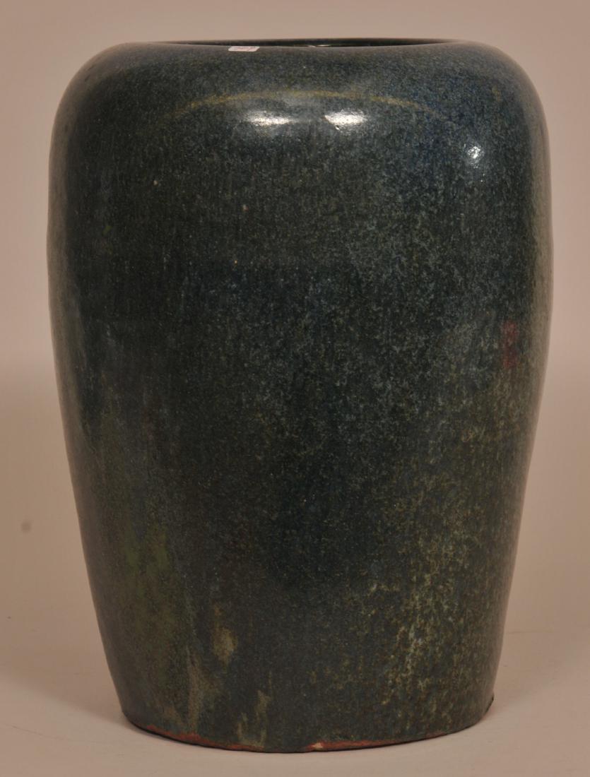 Stoneware vase. China. Kuang Tung ware. Green infused: Stoneware vase. China. Kuang Tung ware. Green infused blue glaze. 12-1/2" high. From the Estate of Jeanette Curuby.