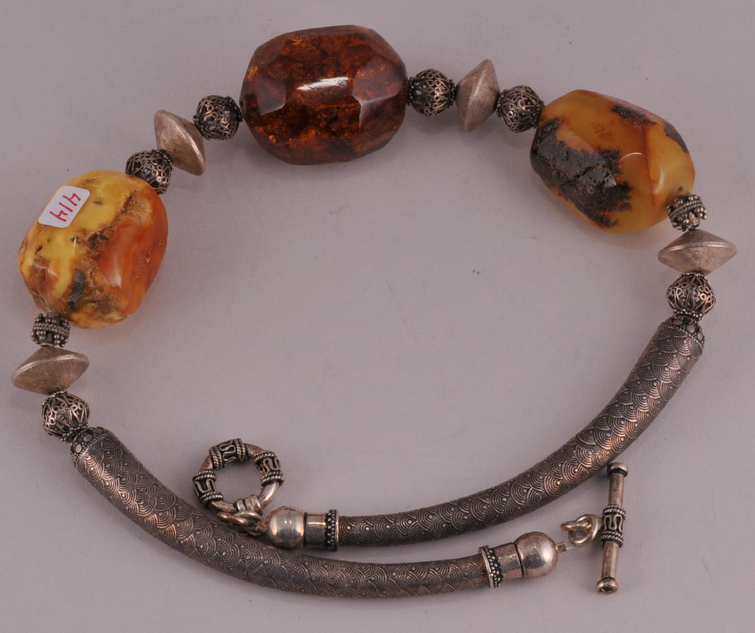 Asian sterling silver and large faceted Amber nugget (1 of 4)