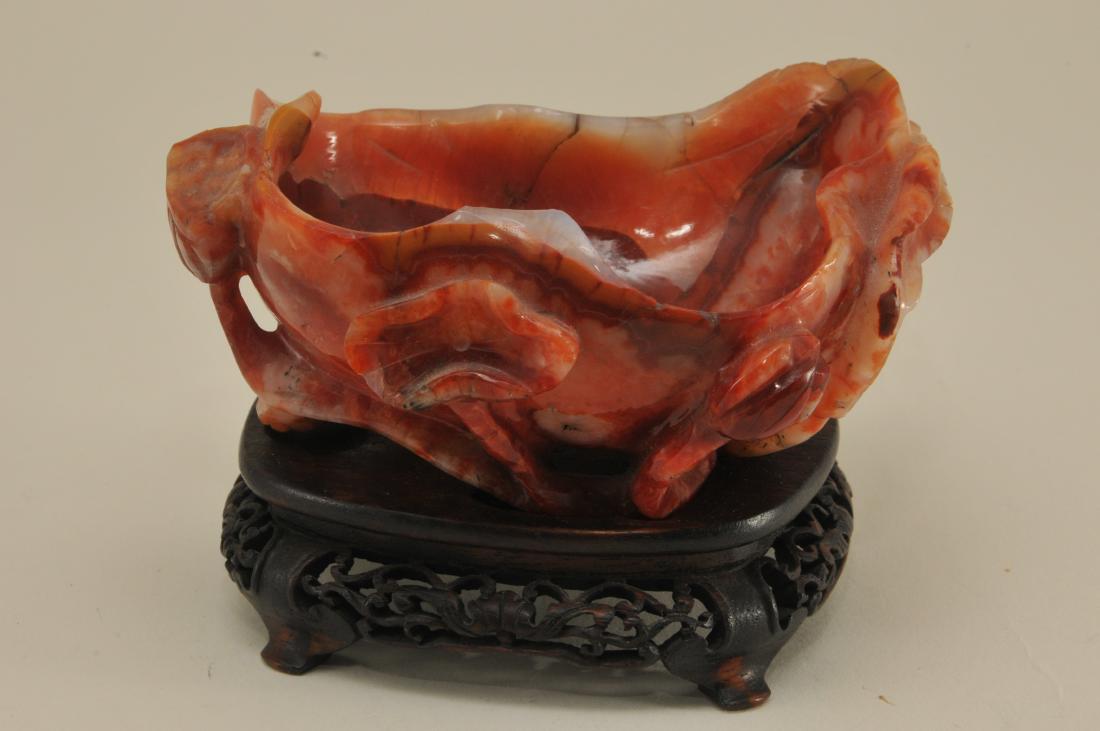 Agate water coupe. China. 19th century. Red and white (1 of 6)