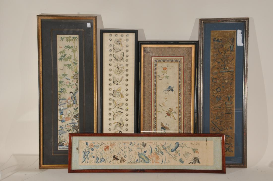 Lot of five sleeve panels. China. 19th century. (1 of 6)