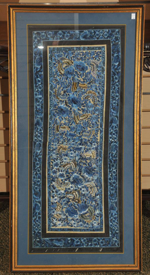Textile panel. China. 19th century. Blue silk (1 of 6)