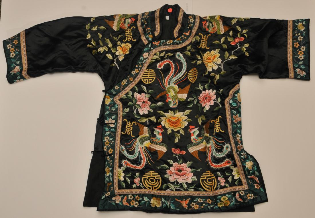 Silk Robe. China. Early 20th century. Black ground with (1 of 9)