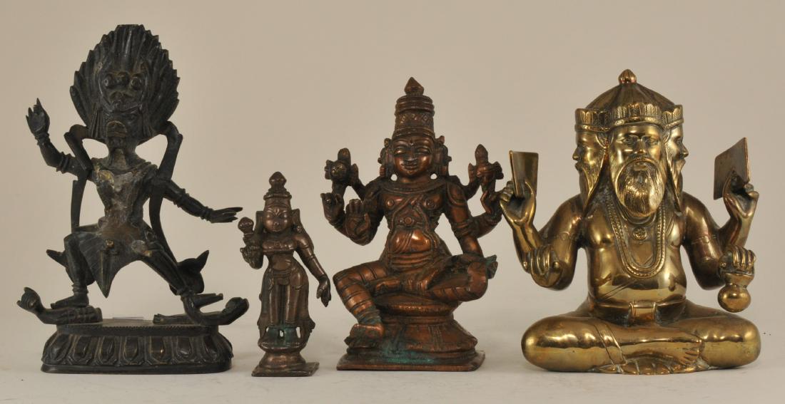 Lot of four bronze divinities. To include: Three Indian (1 of 8)