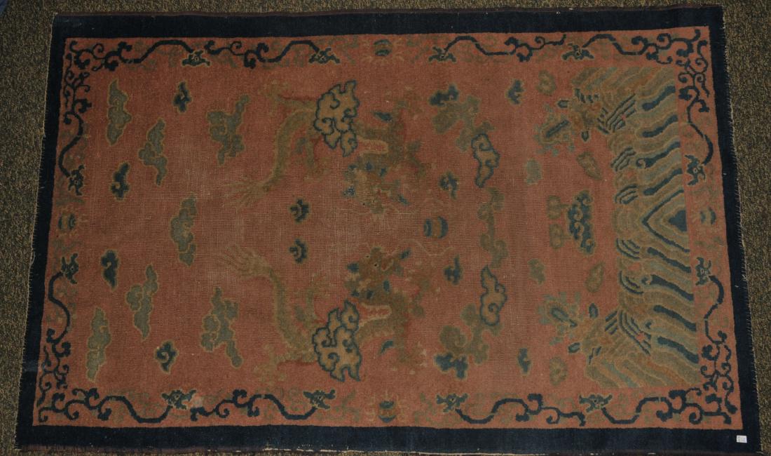 Antique 19th century Chinese Scatter Rug with peach (1 of 8)