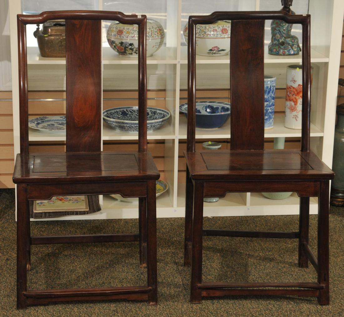 Pair of 19th century Chinese Rosewood side chairs. 41"H (1 of 7)