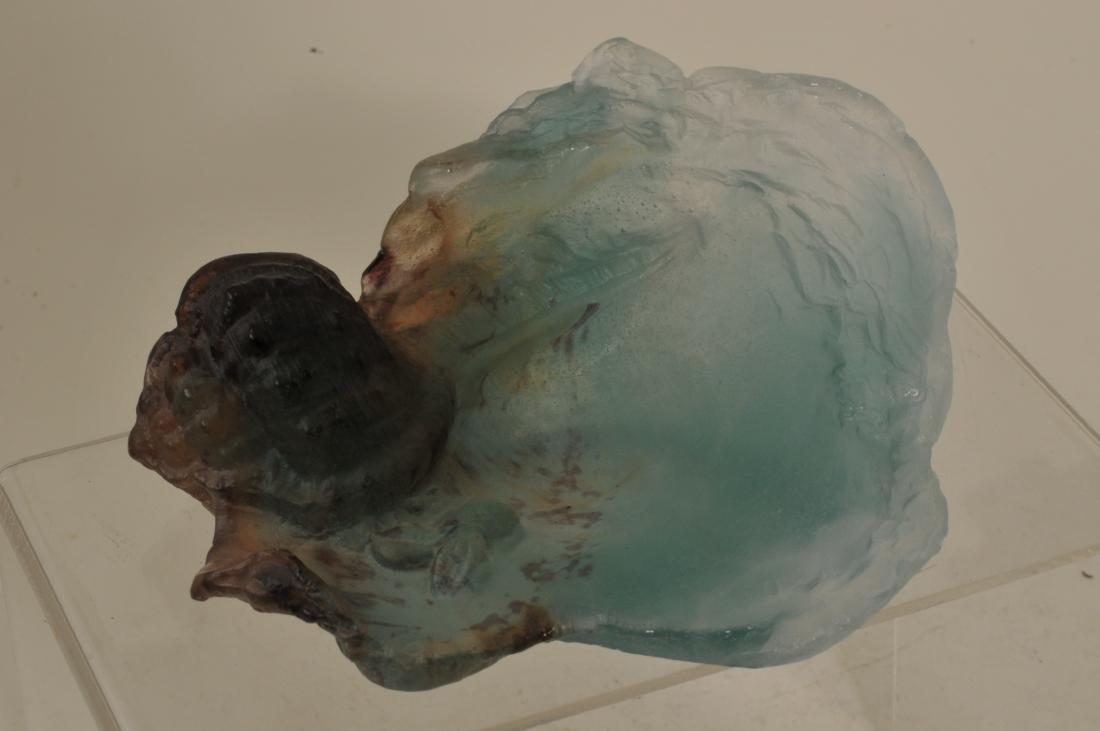 Daum. France. Sculpted Art Glass shell form dish.: Daum. France. Sculpted Art Glass shell form dish. 5-3/4" long. Signed on base.