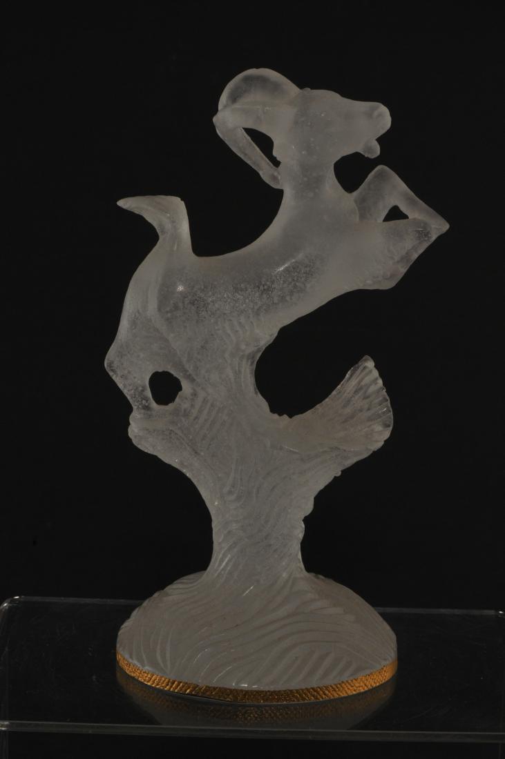 Daum. France. Sculpted Art Glass figure of a goat.: Daum. France. Sculpted Art Glass figure of a goat. Signed on base. 6" high.