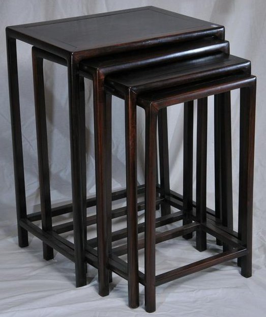 Set of four rosewood nesting tables. China. Early 20th: Set of four rosewood nesting tables. China. Early 20th C. Largest- 27"H x 20" x 17".