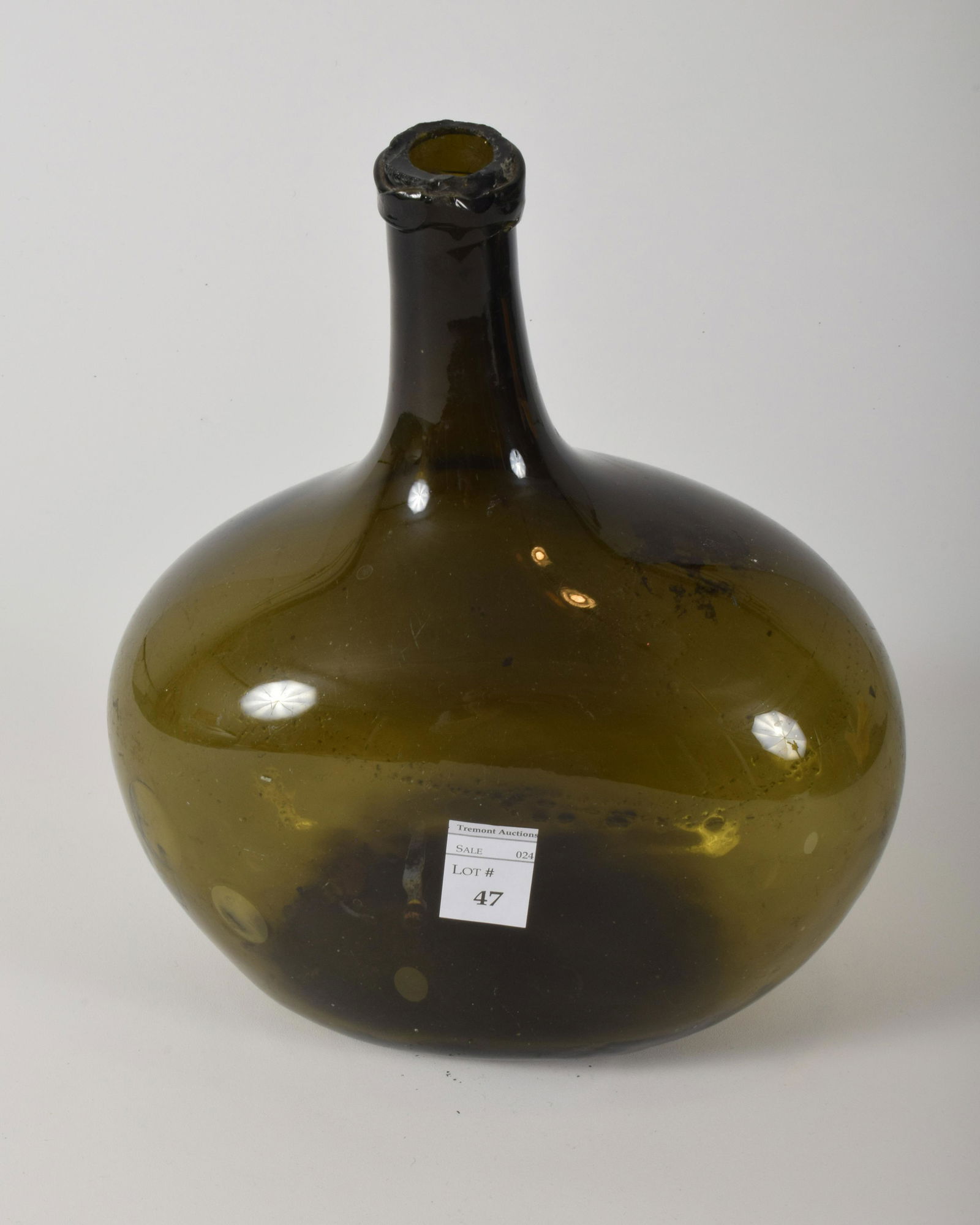 18th Century Green Glass Rum Bottle (1 of 7)
