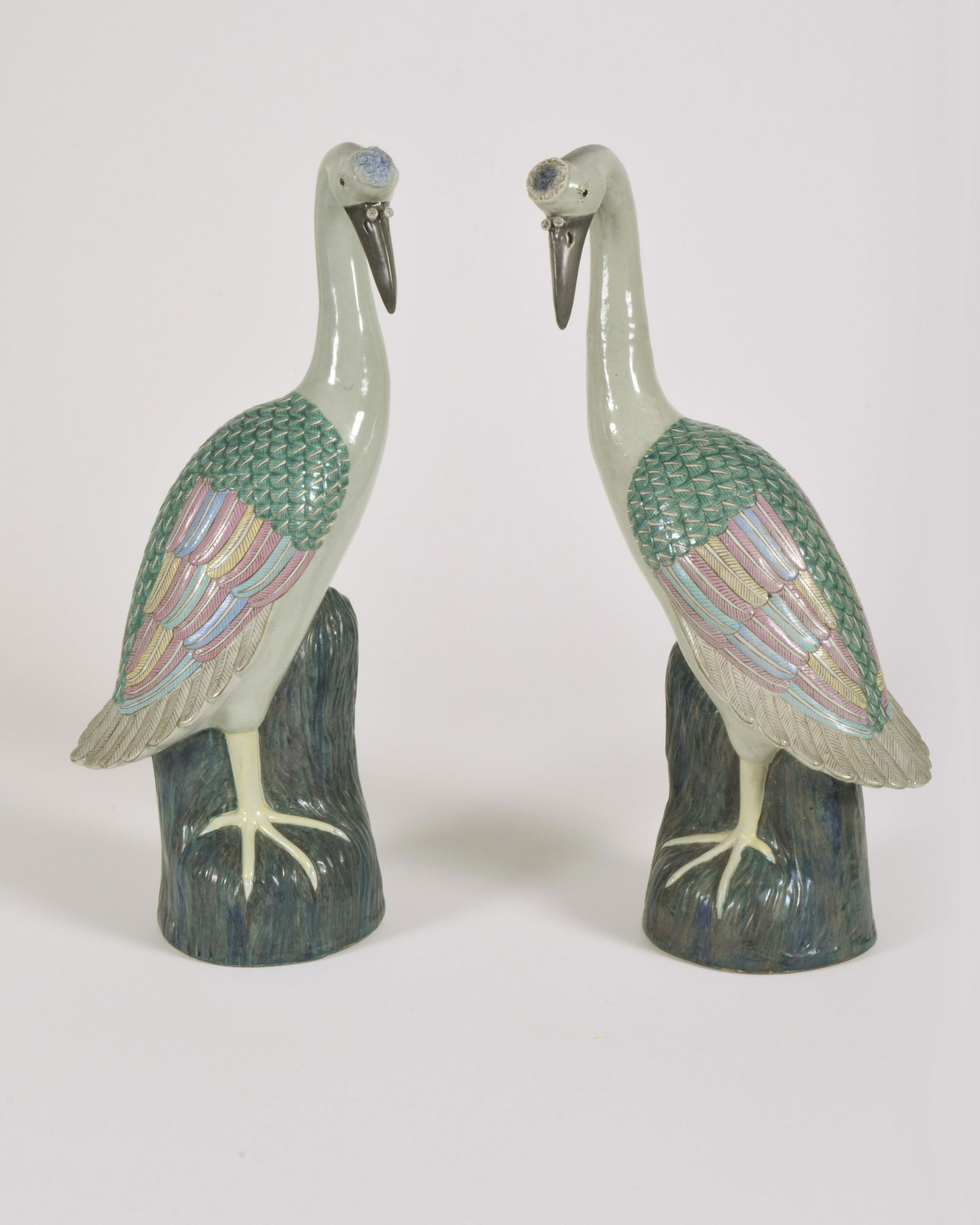 Chinese Porcelain Peacock Sculptures, Mid-20th Century (1 of 7)