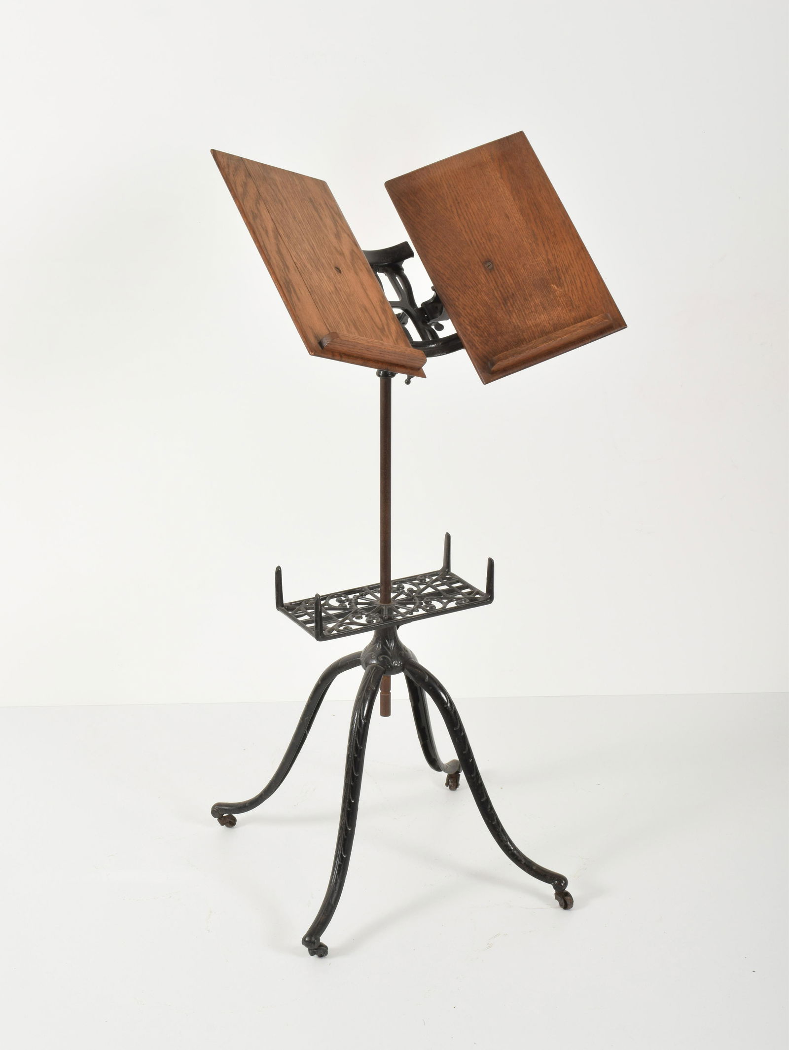 Edwardian Oak Book Stand with Cast Iron Base (1 of 4)
