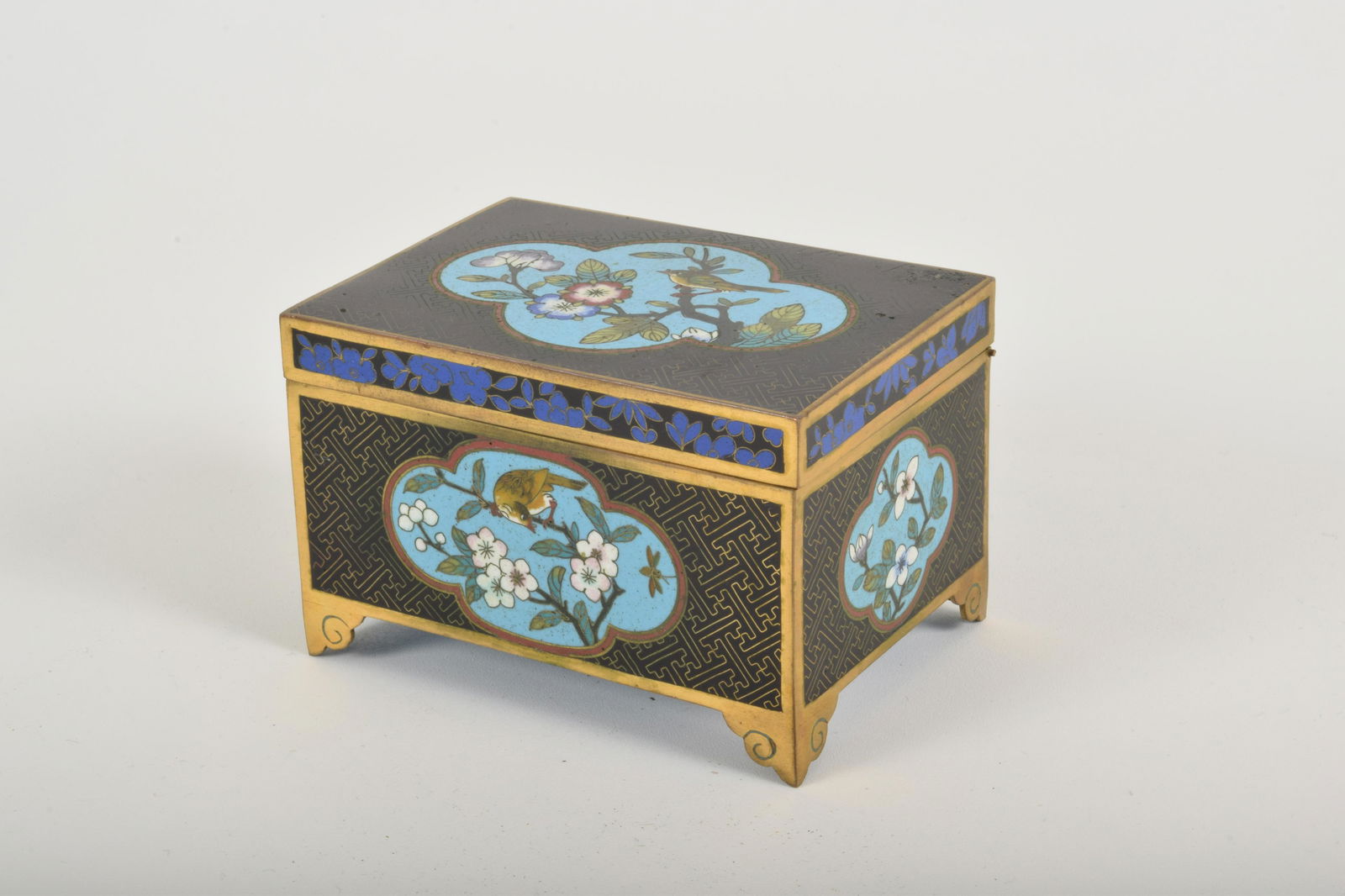Chinese Cloisonne Footed Trinket Box (1 of 8)