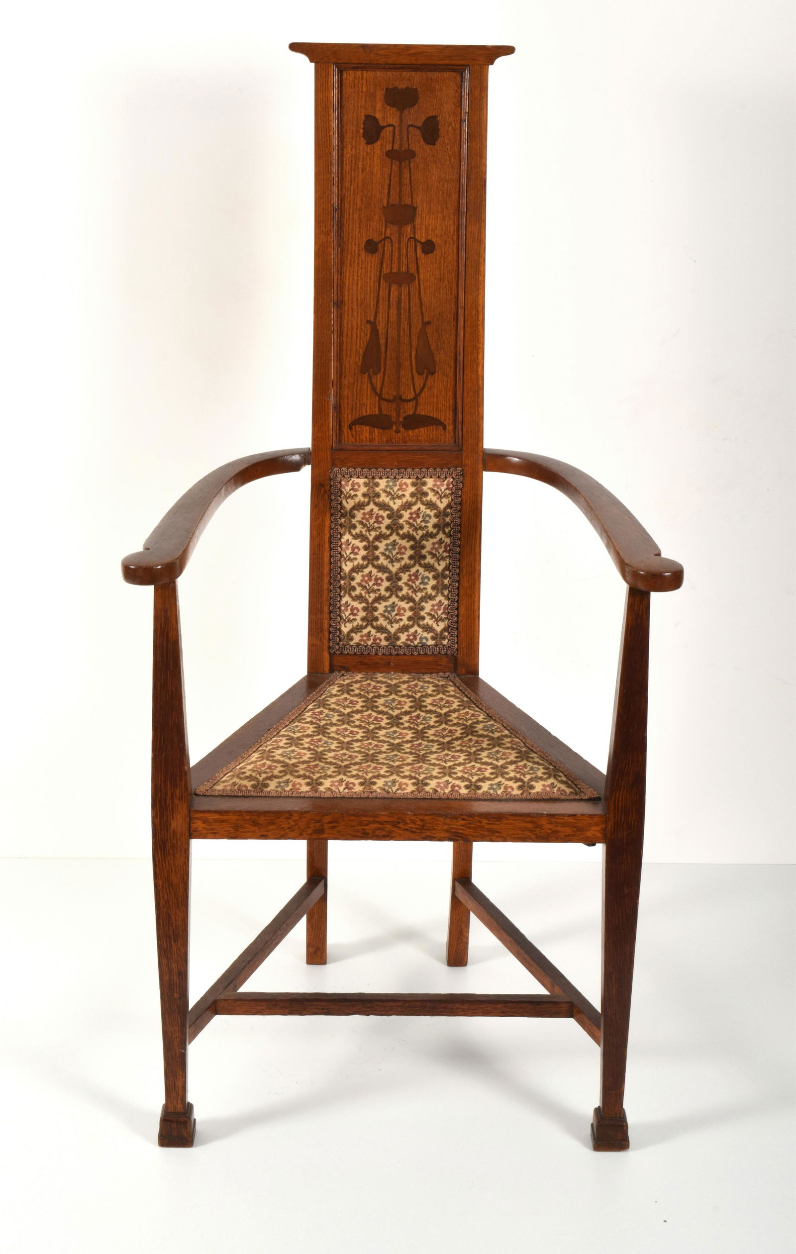 English Arts & Crafts Oak Highback Armchair (1 of 9)
