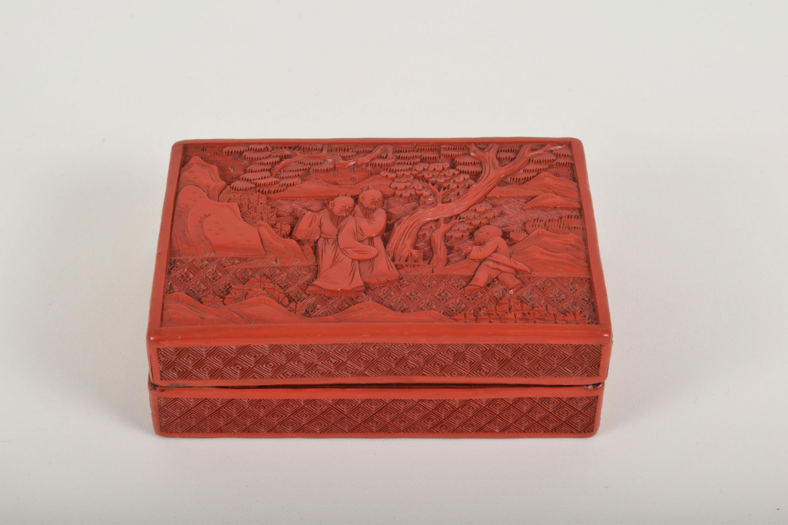 Chinese Carved Cinnabar Box (1 of 7)