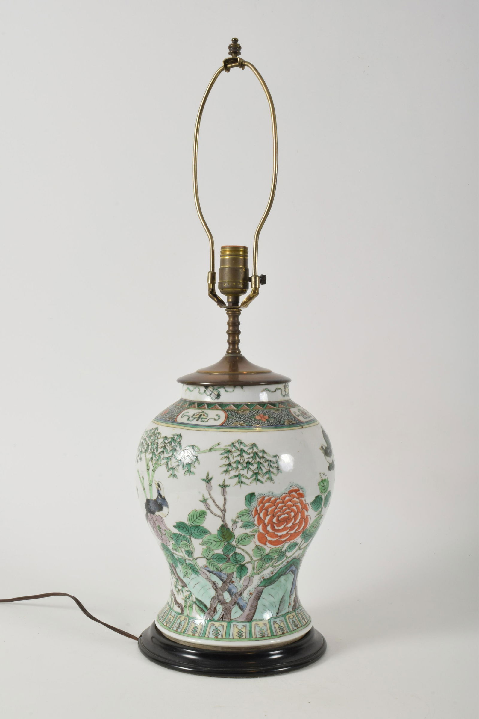 Antique Chinese Famille Verte Ceramic Vase Mounted as (1 of 6)