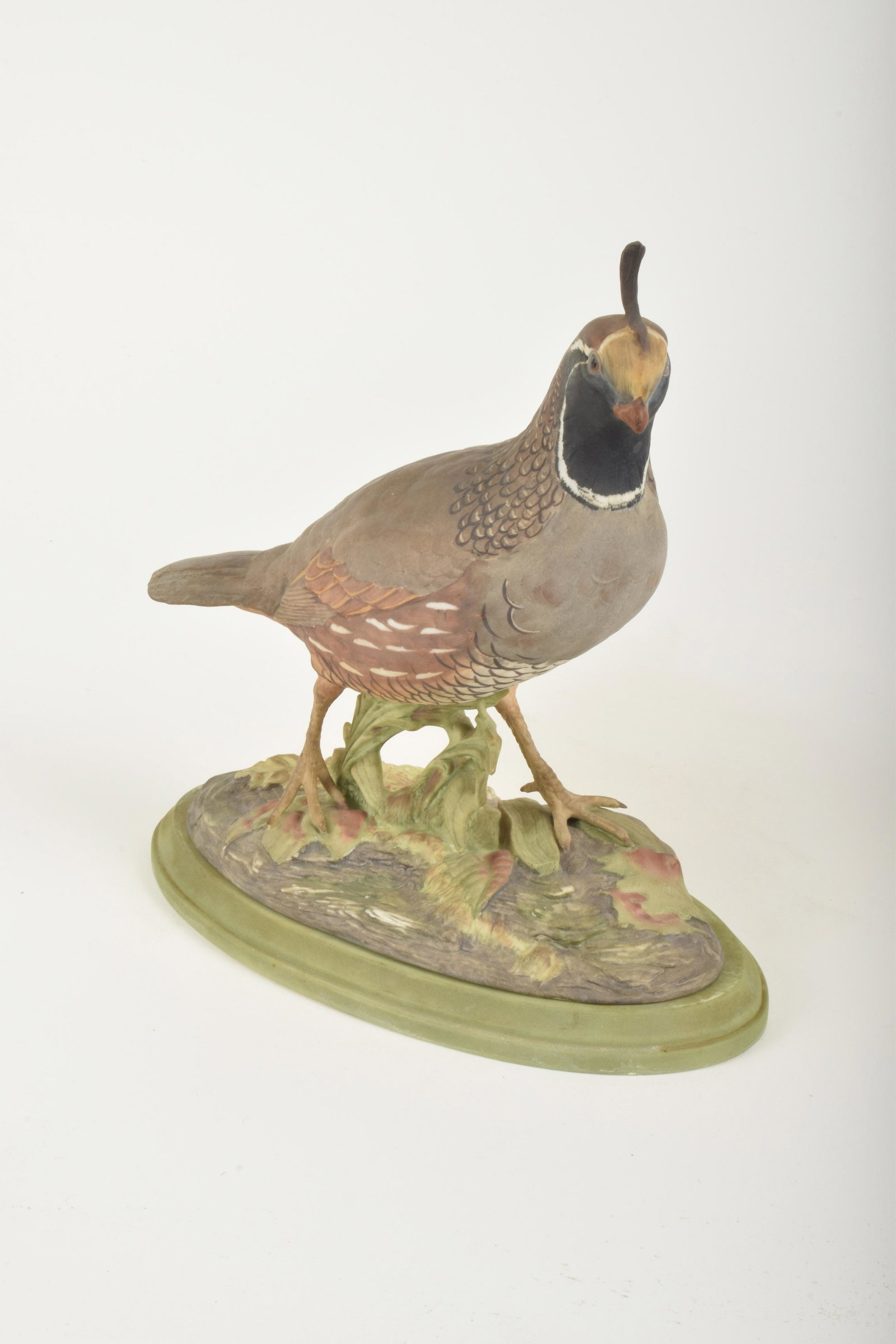 Royal Worcester "California Quails": Royal Worcester Fine Bone China "California Quail". Made in USA, no.433. One of a pair. Approximately 8.25" high and 8.75" at widest point. With porcelain base, no box. No obvious signs of damage