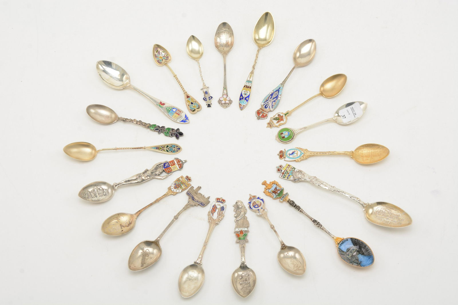 Nineteen Enamel Decorated Silver Spoons (1 of 7)