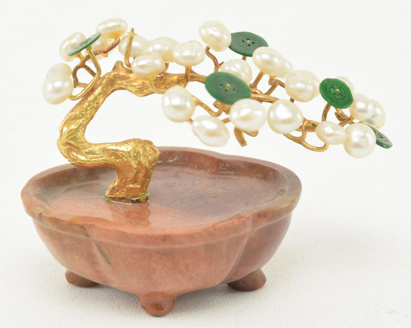 14K Gold, Jade and Pearl Miniature Tree (1 of 8)