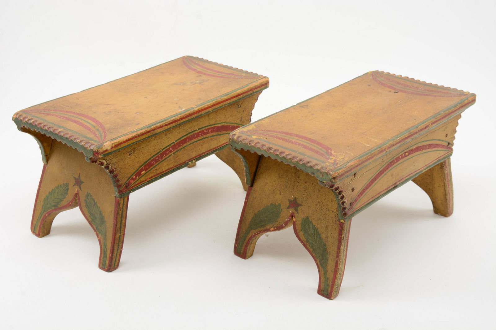 Pair of 19th C. American Folk Art Painted Stools (1 of 16)