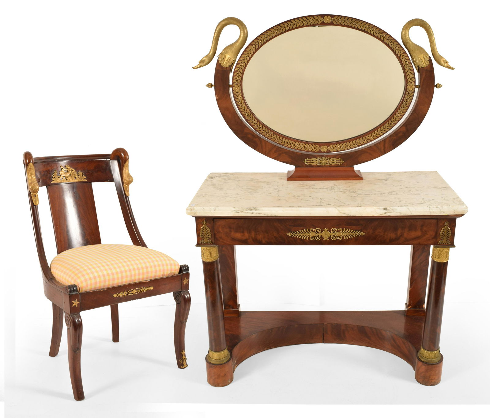 Early 19th C. French Empire Dressing Table and Chair (1 of 20)